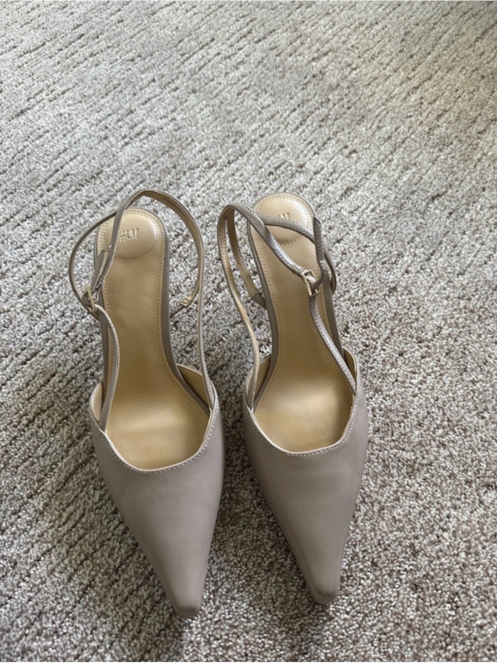 H&M Beige Pointed-Toe Slingback Heels